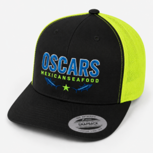 Oscar's Mexican Seafood Snapback Trucker Style Hat – Black/Neon - Oscars Classic Print