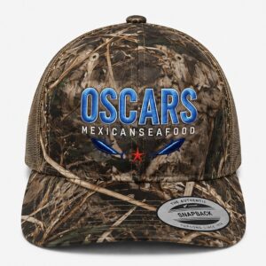 Oscar's Mexican Seafood Snapback Trucker Style Hat – Camo/Brown - Oscars Classic Print